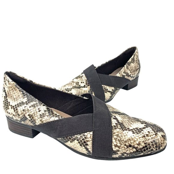 CLARKS Collection Juliet Dahlia Taupe Snake Print Loafers  NWOB - Picture 5 of 8